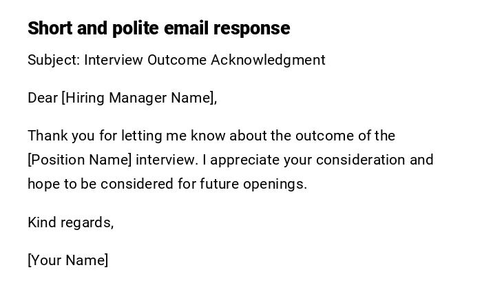 Short and polite email response Short and polite email response