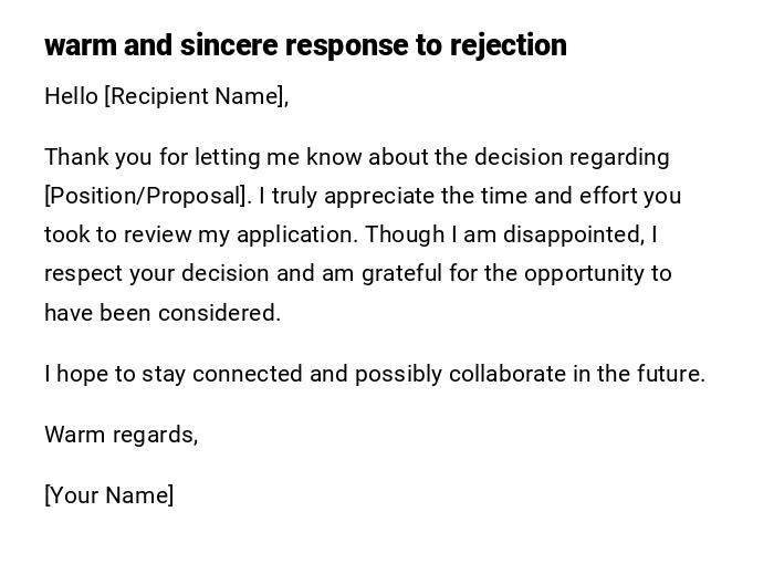 warm and sincere response to rejection warm and sincere response to rejection