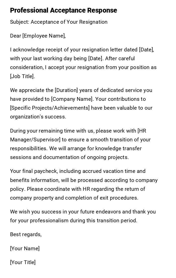 Professional Acceptance Response Professional Acceptance Response