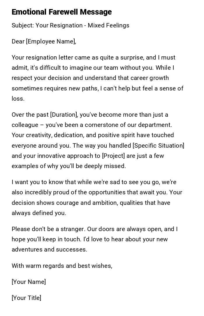 Emotional Farewell Message Emotional Farewell Message