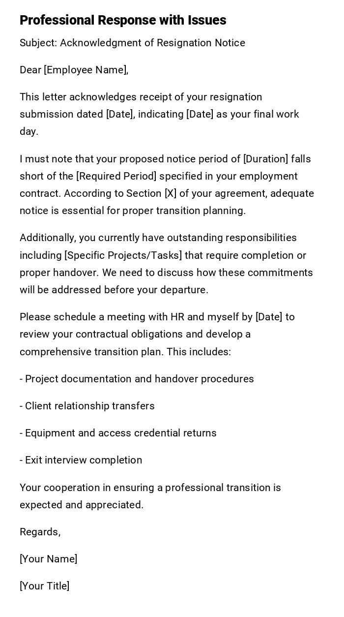 Professional Response with Issues Professional Response with Issues