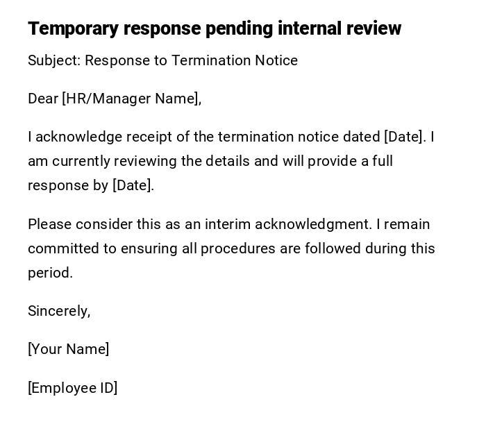 Temporary response pending internal review Temporary response pending internal review