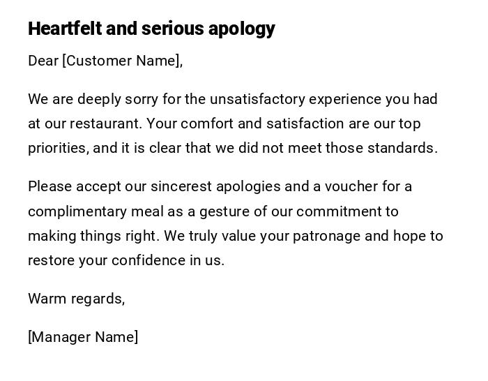 Heartfelt and serious apology Heartfelt and serious apology