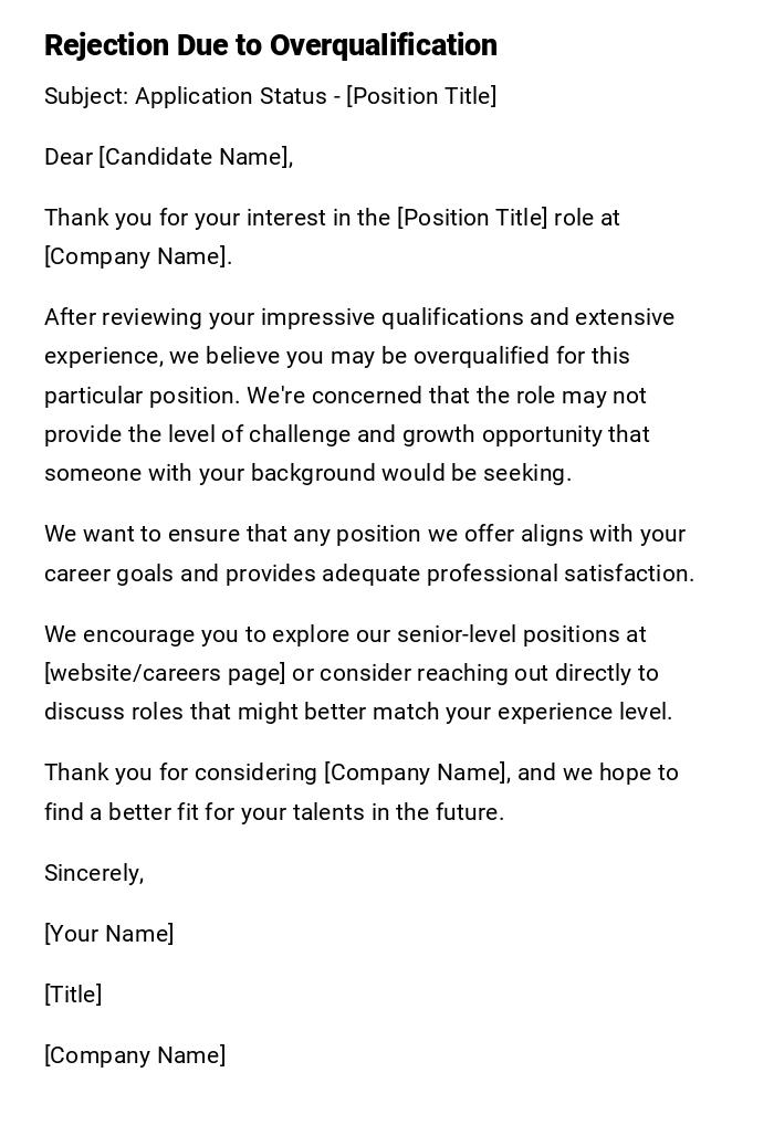 Rejection Due to Overqualification Rejection Due to Overqualification