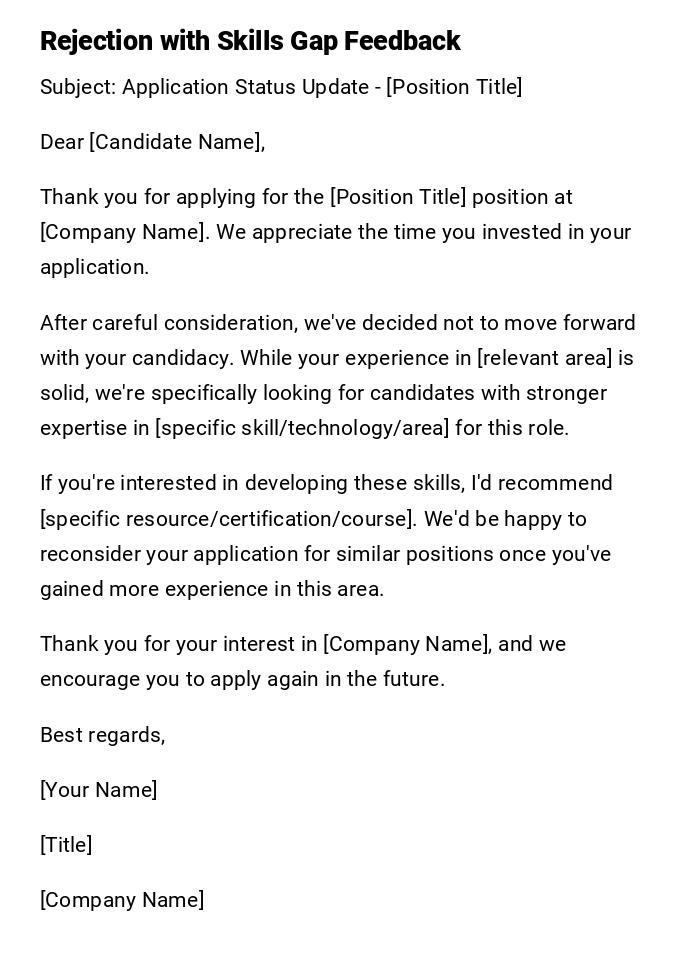 Rejection with Skills Gap Feedback Rejection with Skills Gap Feedback