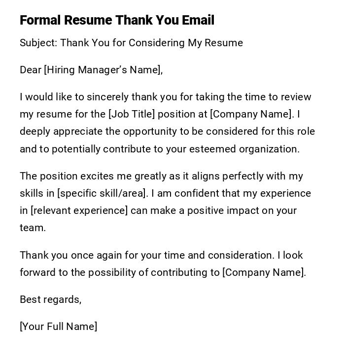 Formal Resume Thank You Email Formal Resume Thank You Email