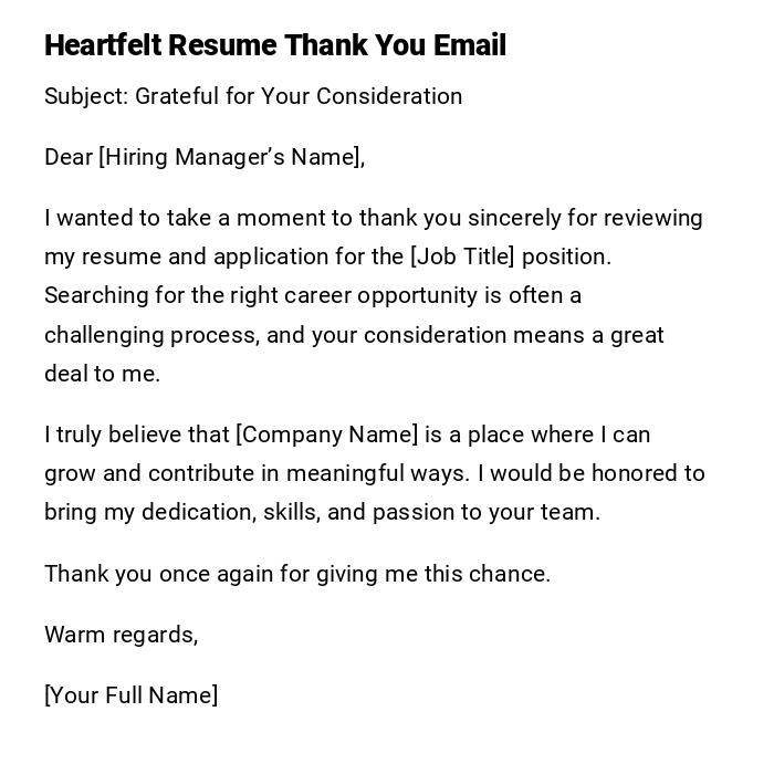 Heartfelt Resume Thank You Email Heartfelt Resume Thank You Email