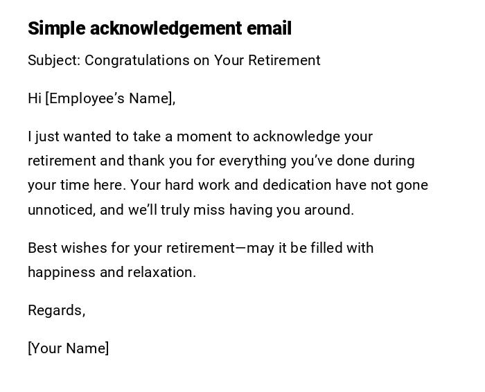 Simple acknowledgement email Simple acknowledgement email
