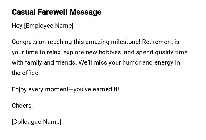 Casual Farewell Message Casual Farewell Message