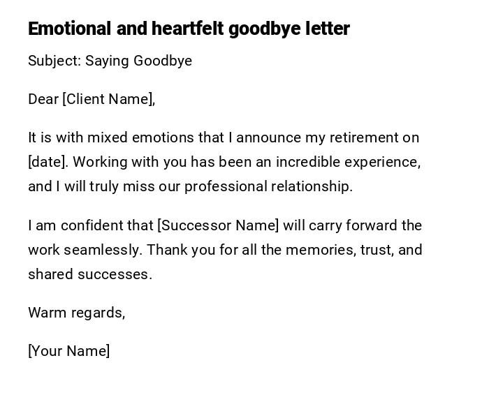 Emotional and heartfelt goodbye letter Emotional and heartfelt goodbye letter