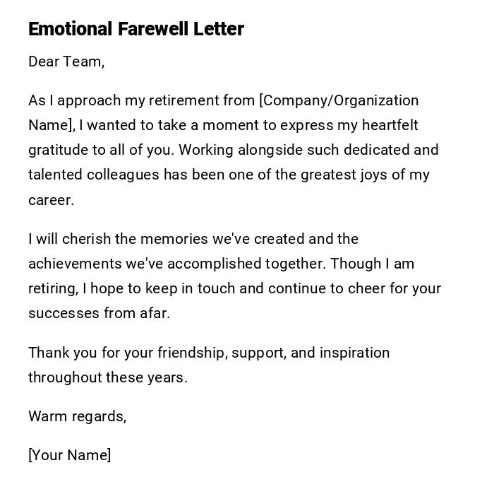 Emotional Farewell Letter Emotional Farewell Letter
