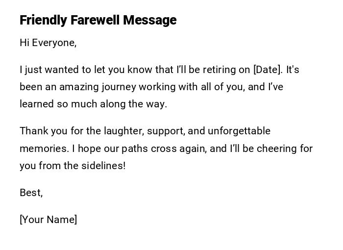 Friendly Farewell Message Friendly Farewell Message