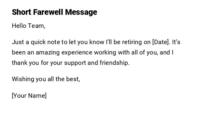 Short Farewell Message Short Farewell Message