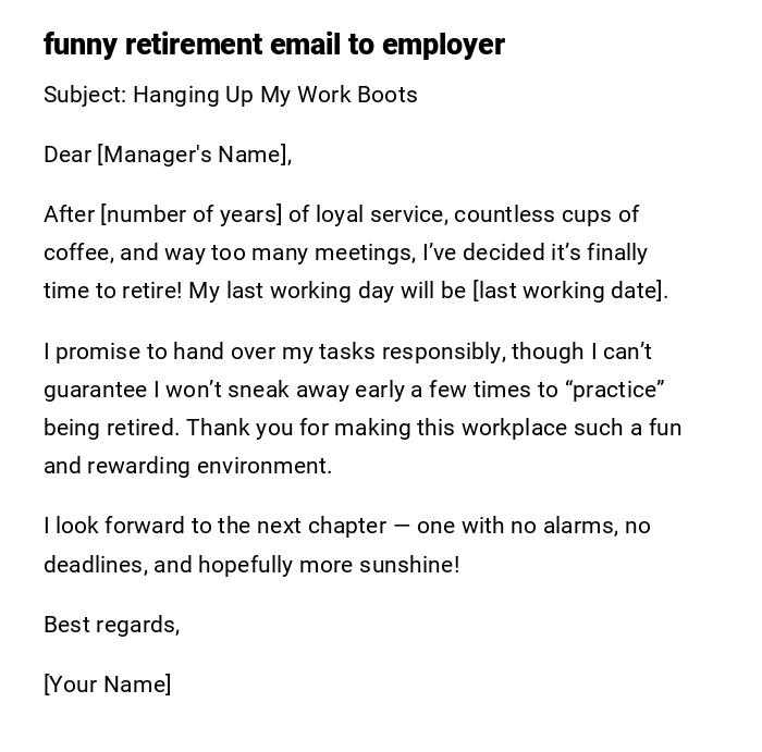 funny retirement email to employer funny retirement email to employer