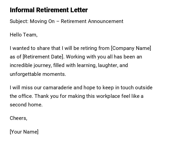 Informal Retirement Letter