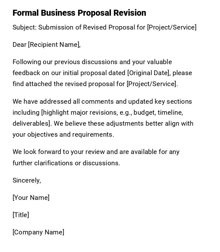 Formal Business Proposal Revision Formal Business Proposal Revision