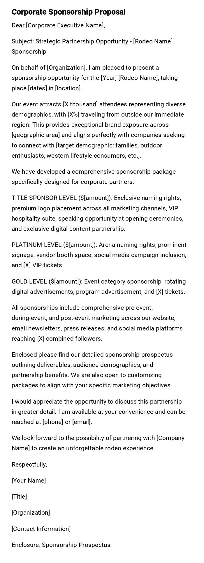 Corporate Sponsorship Proposal Corporate Sponsorship Proposal