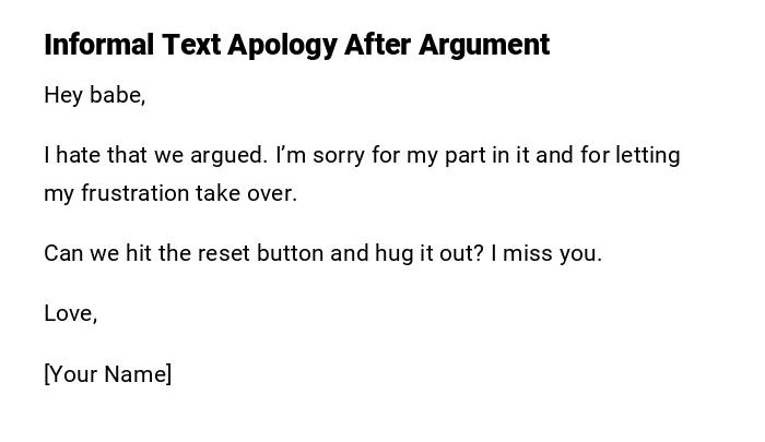 Informal Text Apology After Argument Informal Text Apology After Argument
