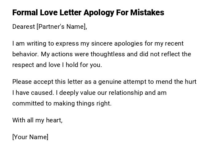 Formal Love Letter Apology For Mistakes Formal Love Letter Apology For Mistakes