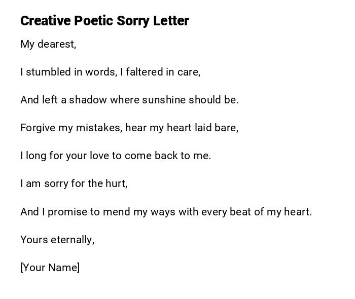 Creative Poetic Sorry Letter Creative Poetic Sorry Letter