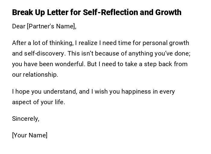 Break Up Letter for Self-Reflection and Growth Break Up Letter for Self-Reflection and Growth