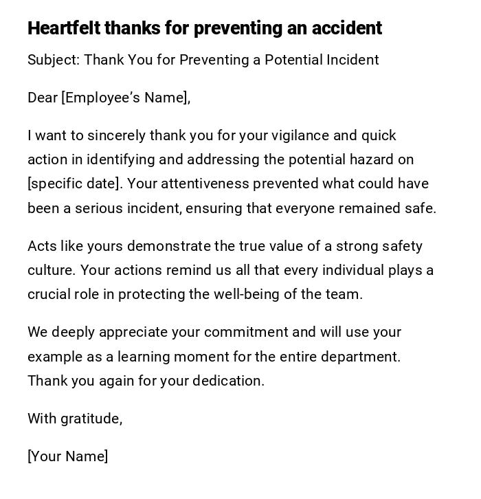 Heartfelt thanks for preventing an accident Heartfelt thanks for preventing an accident