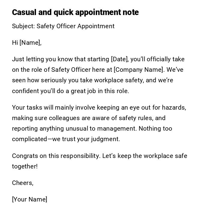 Casual and quick appointment note Casual and quick appointment note
