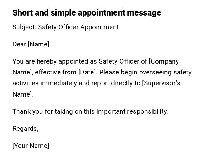 Short and simple appointment message Short and simple appointment message