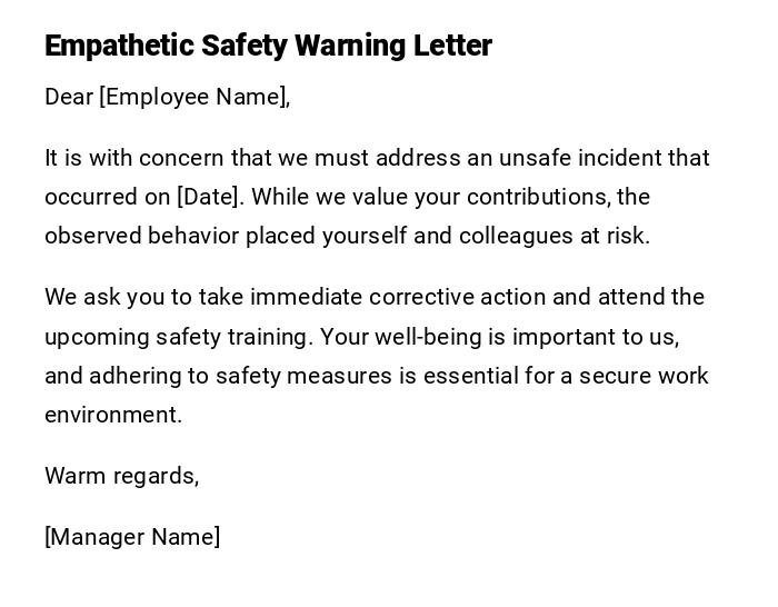 Empathetic Safety Warning Letter