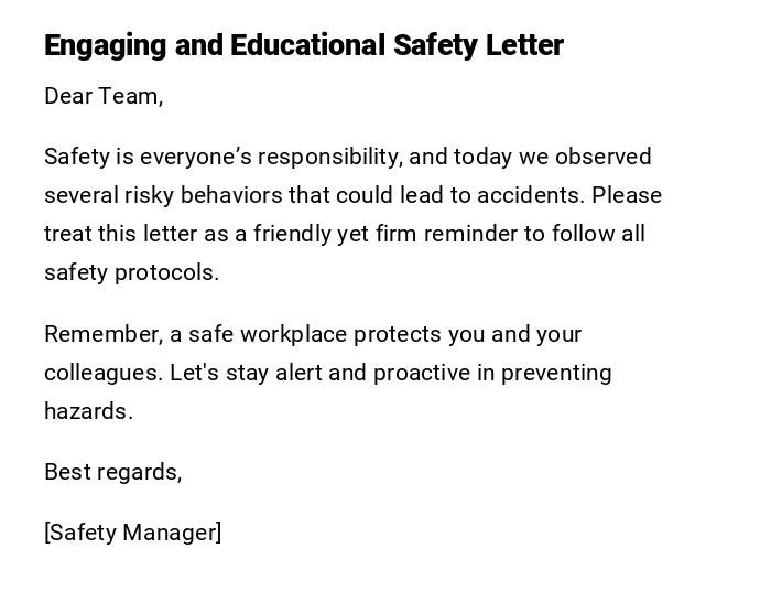 Engaging and Educational Safety Letter