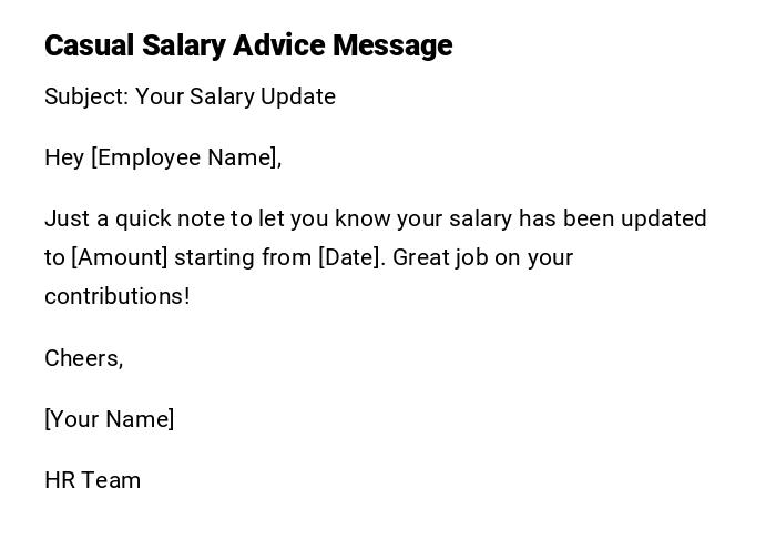 Casual Salary Advice Message Casual Salary Advice Message