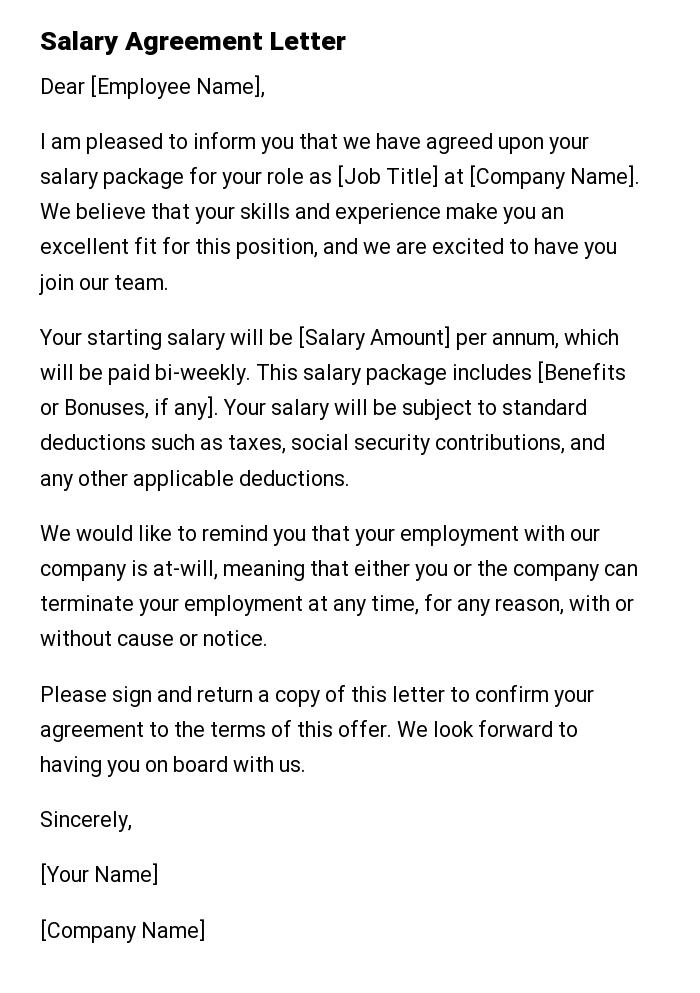 Salary Agreement Letter