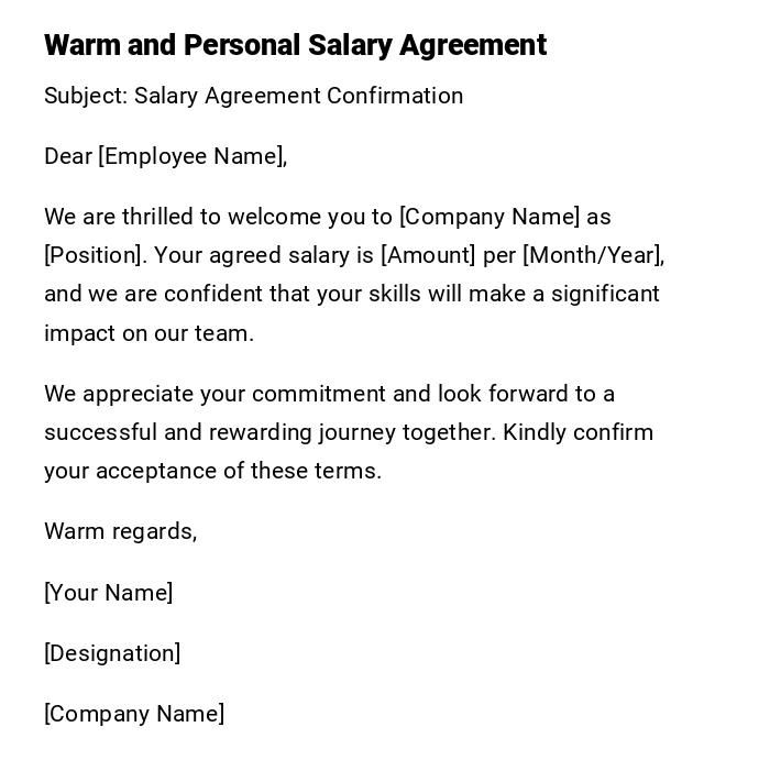 Warm and Personal Salary Agreement Warm and Personal Salary Agreement
