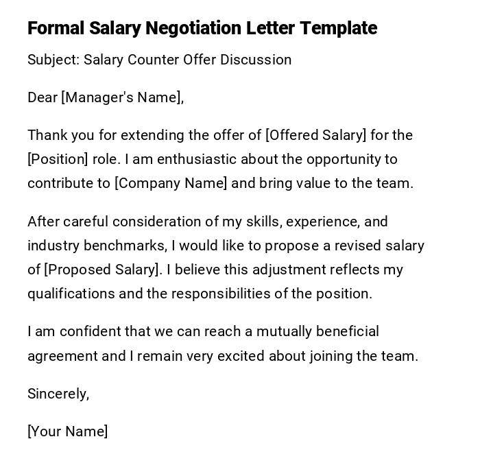 Formal Salary Negotiation Letter Template Formal Salary Negotiation Letter Template