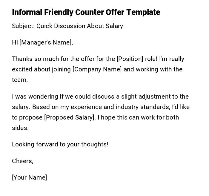 Informal Friendly Counter Offer Template Informal Friendly Counter Offer Template