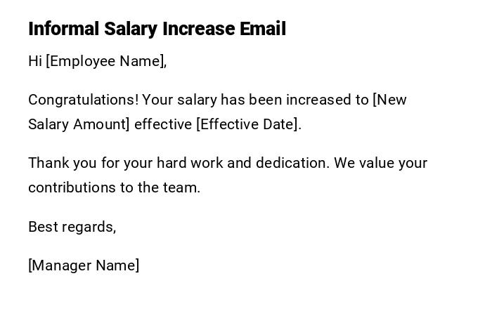 Informal Salary Increase Email