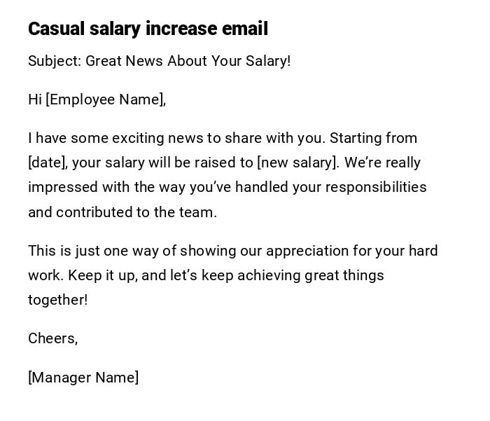 Casual salary increase email Casual salary increase email