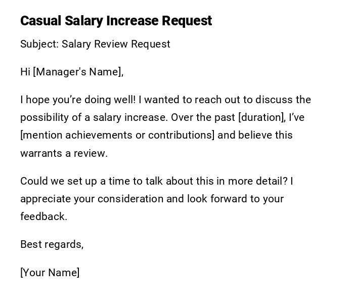 Casual Salary Increase Request Casual Salary Increase Request