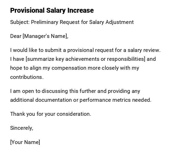 Provisional Salary Increase Provisional Salary Increase