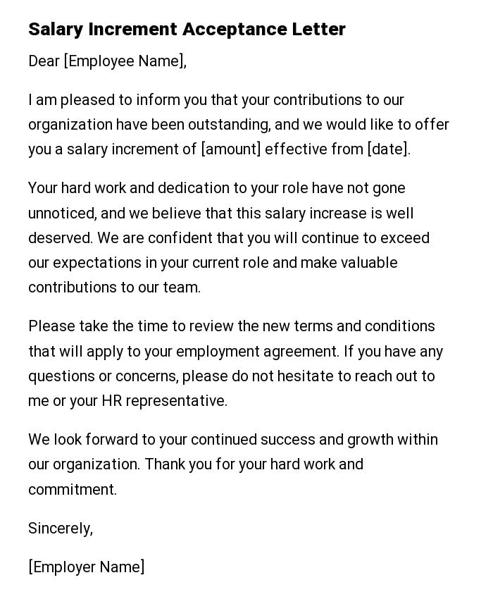 Salary Increment Acceptance Letter