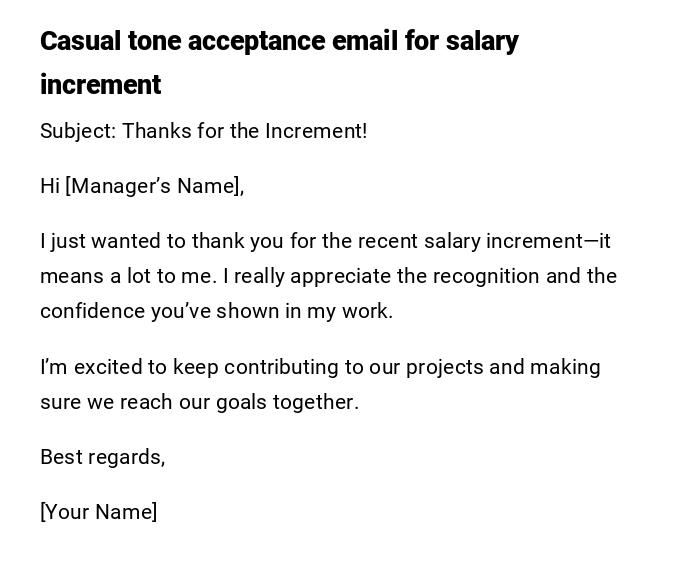 Casual tone acceptance email for salary increment Casual tone acceptance email for salary increment