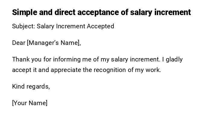 Simple and direct acceptance of salary increment Simple and direct acceptance of salary increment
