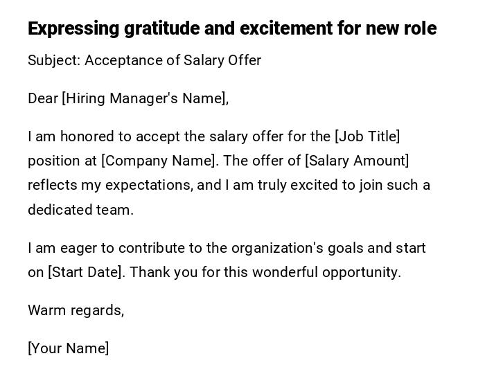 Expressing gratitude and excitement for new role Expressing gratitude and excitement for new role