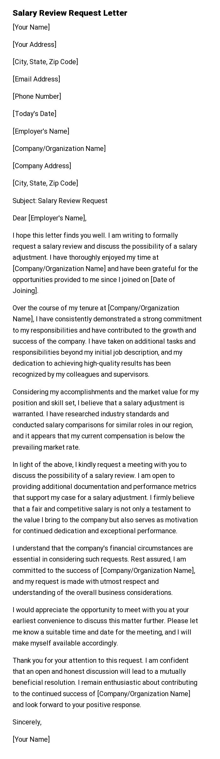 Salary Review Request Letter