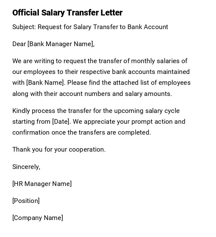 Official Salary Transfer Letter