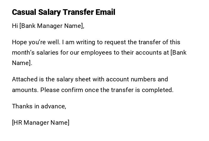 Casual Salary Transfer Email