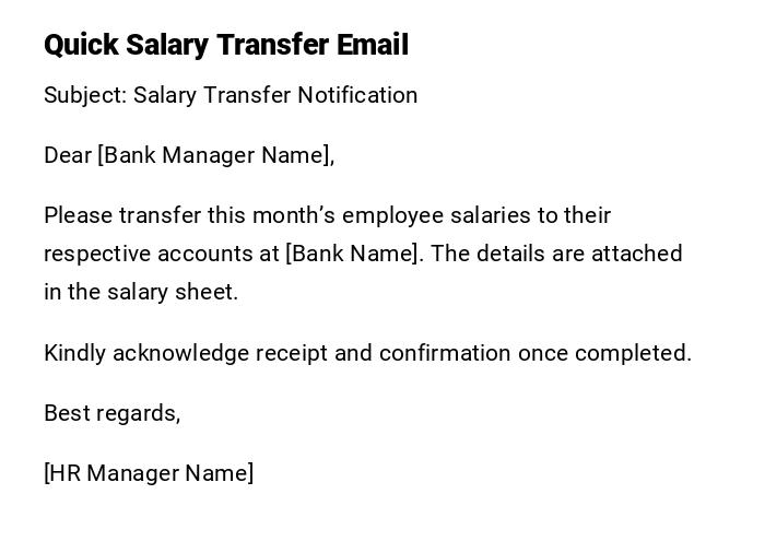 Quick Salary Transfer Email