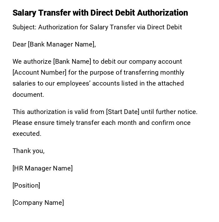 Salary Transfer with Direct Debit Authorization