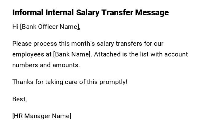 Informal Internal Salary Transfer Message