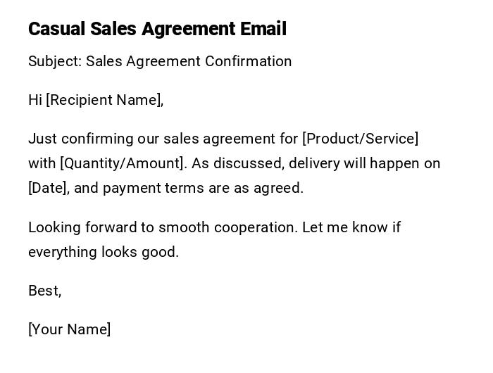 Casual Sales Agreement Email